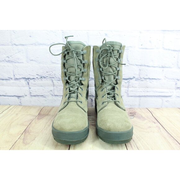 Army Military Combat Boots Sage Green Suede Steel Toe Vibram Sole Size 5.5 W - Picture 3 of 9